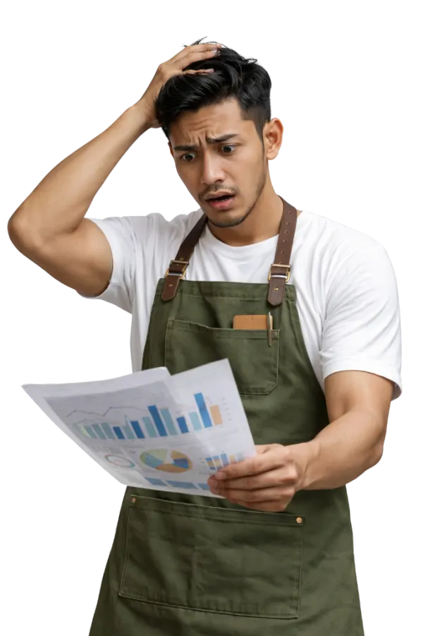 F&B Owner stress checking receipts